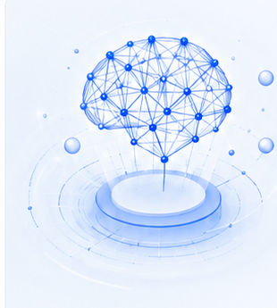 Neural network mesh hovering above a platform