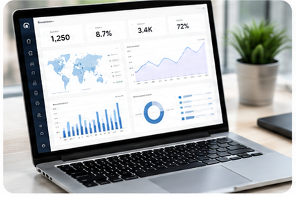 Laptop showing an analytics dashboard